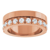 14K Gold Round Lab-Grown Diamond Single Sided Stepped-Edge Anniversary Band – 2.5 mm Stones - Rose Gold - view 3