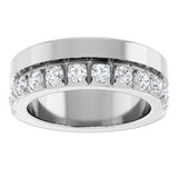 14K Gold Round Natural Diamond Single Sided Stepped-Edge Anniversary Band – 2.5 mm Stones - White Gold - view 3