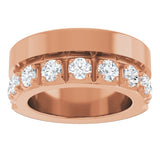 14K Gold Round Lab-Grown Diamond Single Sided Stepped-Edge Anniversary Band – 3 mm Stones - Rose Gold - view 3