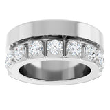 14K Gold Round Lab-Grown Diamond Single Sided Stepped-Edge Anniversary Band – 3 mm Stones - White Gold - view 3