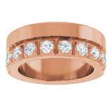 14K Gold Round Lab-Grown Diamond Single Sided Stepped-Edge Anniversary Band – 2.5 mm Stones - Rose Gold - view 3