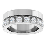 14K Gold Round Lab-Grown Diamond Single Sided Stepped-Edge Anniversary Band – 2.5 mm Stones - White Gold - view 3