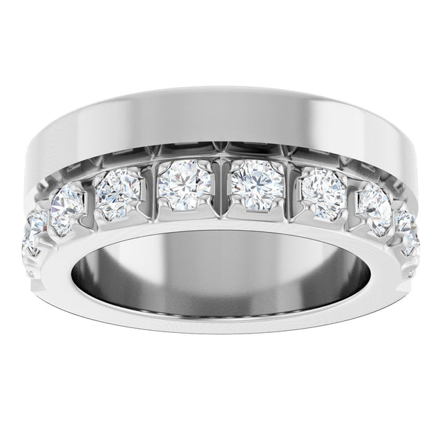 14K Gold Round Lab-Grown Diamond Single Sided Stepped-Edge Anniversary Band – 2.5 mm Stones - White Gold - view 3