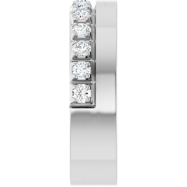 14K Gold Round Lab-Grown Diamond Single Sided Stepped-Edge Anniversary Band – 2.5 mm Stones - White Gold - view 4