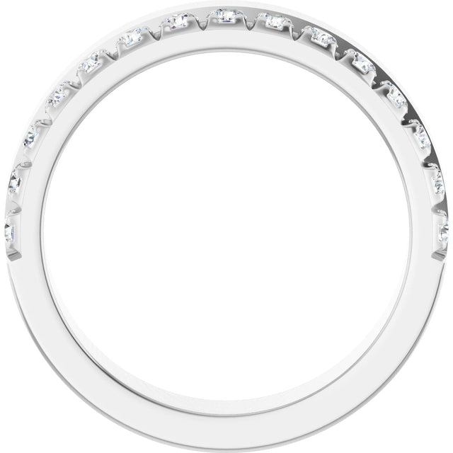 14K Gold Round Natural Diamond Single Sided Stepped-Edge Anniversary Band – 3 mm Stones (1 1/3 CTW) - White Gold - view 2