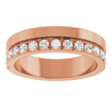 14K Gold Round Natural Diamond Single Sided Stepped-Edge Anniversary Band – 3 mm Stones (1 1/3 CTW) - Rose Gold - view 3