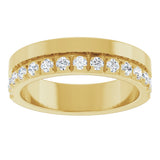 14K Gold Round Natural Diamond Single Sided Stepped-Edge Anniversary Band – 3 mm Stones (1 1/3 CTW) - Yellow Gold - view 3