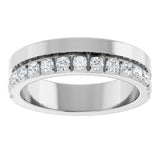 14K Gold Round Lab-Grown Diamond Single Sided Stepped-Edge Anniversary Band – 3 mm Stones (1 1/3 CTW) - White Gold - view 3