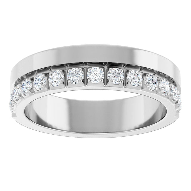 14K Gold Round Lab-Grown Diamond Single Sided Stepped-Edge Anniversary Band – 3 mm Stones (1 1/3 CTW) - White Gold - view 3