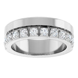 14K Gold Round Lab-Grown Diamond Single Sided Stepped-Edge Anniversary Band – 2.5 mm Stones - White Gold - view 3