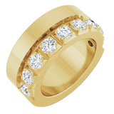 14K Gold Round Lab-Grown Diamond Single Sided Stepped-Edge Anniversary Band – 3 mm Stones - Yellow Gold