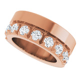 14K Gold Round Lab-Grown Diamond Single Sided Stepped-Edge Anniversary Band – 3 mm Stones - Rose Gold - view 5