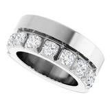 14K Gold Round Lab-Grown Diamond Single Sided Stepped-Edge Anniversary Band – 3 mm Stones - White Gold - view 5