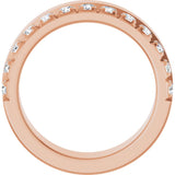 14K Gold Round Lab-Grown Diamond Single Sided Stepped-Edge Anniversary Band – 3 mm Stones - Rose Gold - view 2
