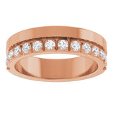 14K Gold Round Lab-Grown Diamond Single Sided Stepped-Edge Anniversary Band – 3 mm Stones - Rose Gold - view 3