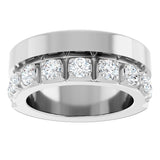 14K Gold Round Lab-Grown Diamond Single Sided Stepped-Edge Anniversary Band – 3 mm Stones - White Gold - view 3