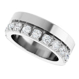 14K Gold Round Lab-Grown Diamond Single Sided Stepped-Edge Anniversary Band – 2.5 mm Stones - White Gold - view 5