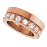 14K Gold Round Natural Diamond Single Sided Stepped-Edge Anniversary Band – 2.5 mm Stones - Rose Gold - view 5