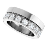 14K Gold Round Lab-Grown Diamond Single Sided Stepped-Edge Anniversary Band – 2.5 mm Stones - White Gold - view 5