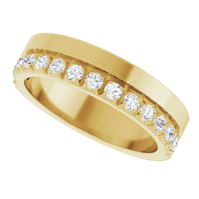 14K Gold Round Lab-Grown Diamond Single Sided Stepped-Edge Anniversary Band – 3 mm Stones (1 1/3 CTW) - Yellow Gold - view 5