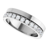 14K Gold Round Lab-Grown Diamond Single Sided Stepped-Edge Anniversary Band – 3 mm Stones (1 1/3 CTW) - White Gold - view 5