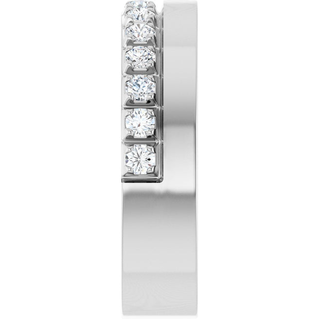 14K Gold Round Lab-Grown Diamond Single Sided Stepped-Edge Anniversary Band – 2.5 mm Stones - White Gold - view 4