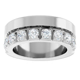 14K Gold Round Lab-Grown Diamond Single Sided Stepped-Edge Anniversary Band – 3 mm Stones - White Gold - view 3