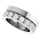 14K Gold Round Lab-Grown Diamond Single Sided Stepped-Edge Anniversary Band – 3 mm Stones - White Gold - view 5