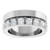 14K Gold Round Lab-Grown Diamond Single Sided Stepped-Edge Anniversary Band – 3 mm Stones - White Gold - view 3