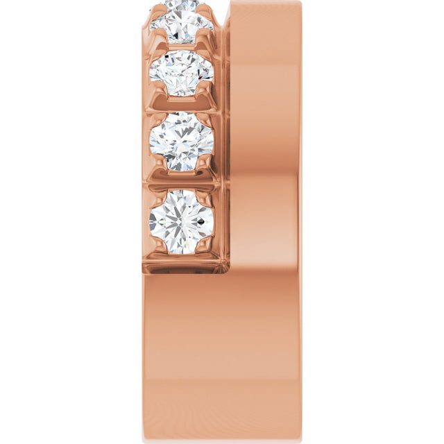 14K Gold Round Lab-Grown Diamond Single Sided Stepped-Edge Anniversary Band – 3 mm Stones - Rose Gold - view 4