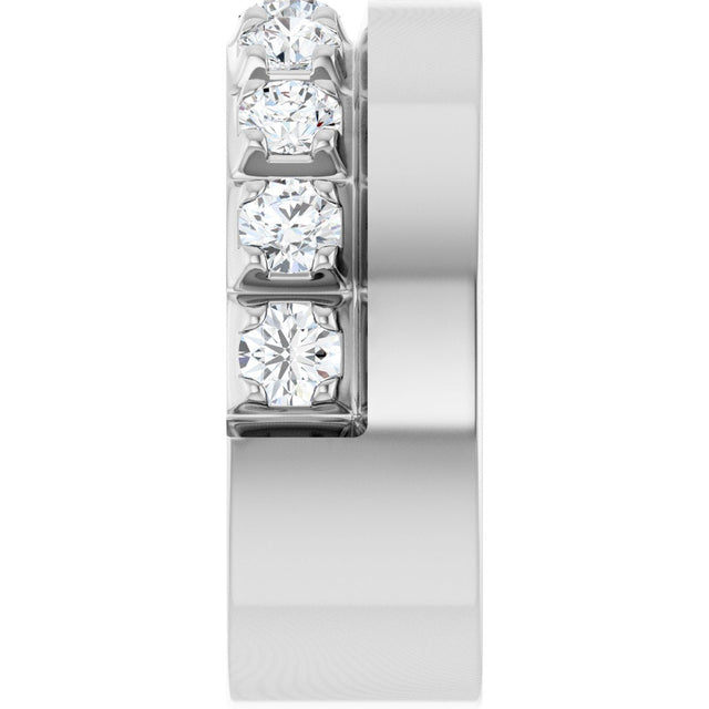 14K Gold Round Lab-Grown Diamond Single Sided Stepped-Edge Anniversary Band – 3 mm Stones - White Gold - view 4