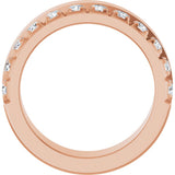 14K Gold Round Natural Diamond Single Sided Stepped-Edge Anniversary Band – 3 mm Stones - Rose Gold - view 2