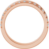 14K Gold Round Natural Diamond Single Sided Stepped-Edge Anniversary Band – 2.5 mm Stones - Rose Gold - view 2