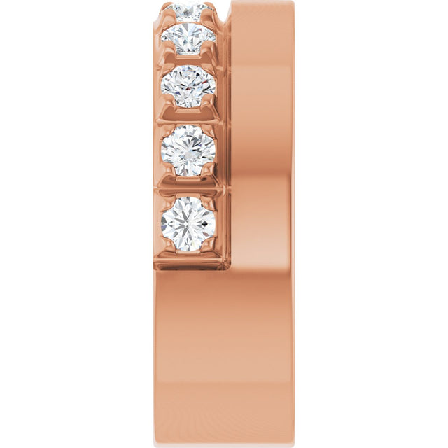 14K Gold Round Lab-Grown Diamond Single Sided Stepped-Edge Anniversary Band – 2.5 mm Stones - Rose Gold - view 4