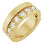 14K Gold Round Lab-Grown Diamond Single Sided Stepped-Edge Anniversary Band – 2.5 mm Stones - Yellow Gold