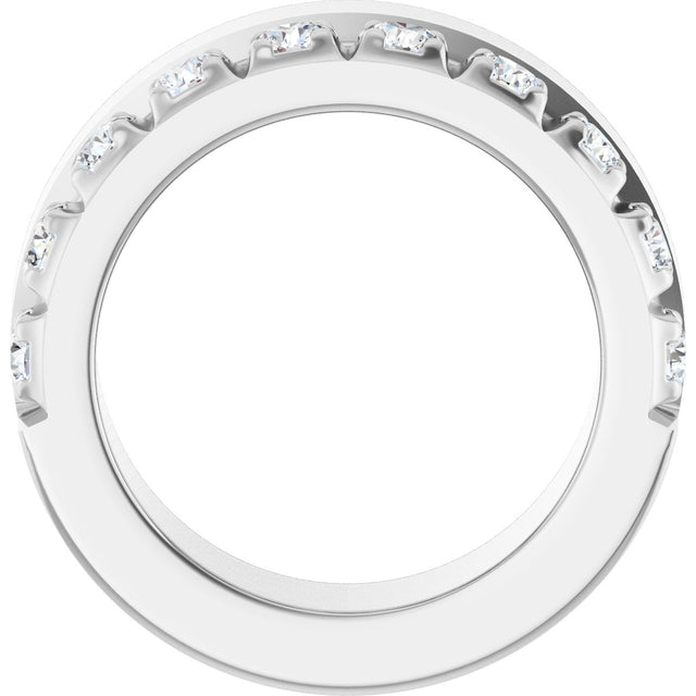 14K Gold Round Lab-Grown Diamond Single Sided Stepped-Edge Anniversary Band – 2.5 mm Stones - White Gold - view 2
