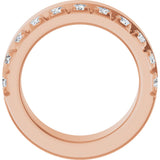 14K Gold Round Natural Diamond Single Sided Stepped-Edge Anniversary Band – 2.5 mm Stones - Rose Gold - view 2