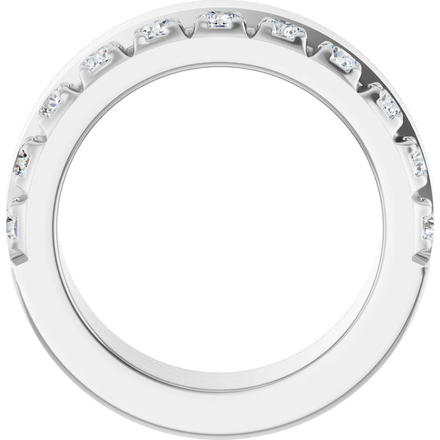 14K Gold Round Lab-Grown Diamond Single Sided Stepped-Edge Anniversary Band – 2.5 mm Stones - White Gold - view 2