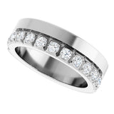 14K Gold Round Lab-Grown Diamond Single Sided Stepped-Edge Anniversary Band – 2.5 mm Stones - White Gold - view 5