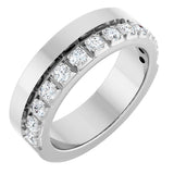 14K Gold Round Lab-Grown Diamond Single Sided Stepped-Edge Anniversary Band – 2.5 mm Stones - White Gold