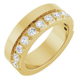 14K Gold Round Lab-Grown Diamond Single Sided Stepped-Edge Anniversary Band – 2.5 mm Stones - Yellow Gold