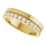 14K Gold Round Lab-Grown Diamond Single Sided Stepped-Edge Anniversary Band – 2.5 mm Stones (1 CTW) - Yellow Gold - view 5