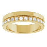 14K Gold Round Lab-Grown Diamond Single Sided Stepped-Edge Anniversary Band – 2.5 mm Stones (1 CTW) - Yellow Gold - view 3