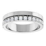 14K Gold Round Natural Diamond Single Sided Stepped-Edge Anniversary Band – 2.5 mm Stones (1 CTW) - White Gold - view 3