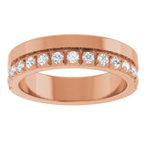 14K Gold Round Lab-Grown Diamond Single Sided Stepped-Edge Anniversary Band – 2.5 mm Stones - Rose Gold - view 3
