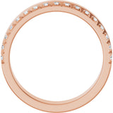 14K Gold Round Natural Diamond Single Sided Stepped-Edge Anniversary Band – 2.5 mm Stones (1 CTW) - Rose Gold - view 2