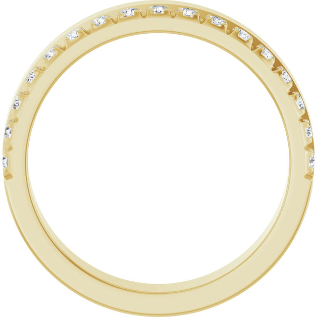 14K Gold Round Lab-Grown Diamond Single Sided Stepped-Edge Anniversary Band – 2.5 mm Stones (1 CTW) - Yellow Gold - view 2