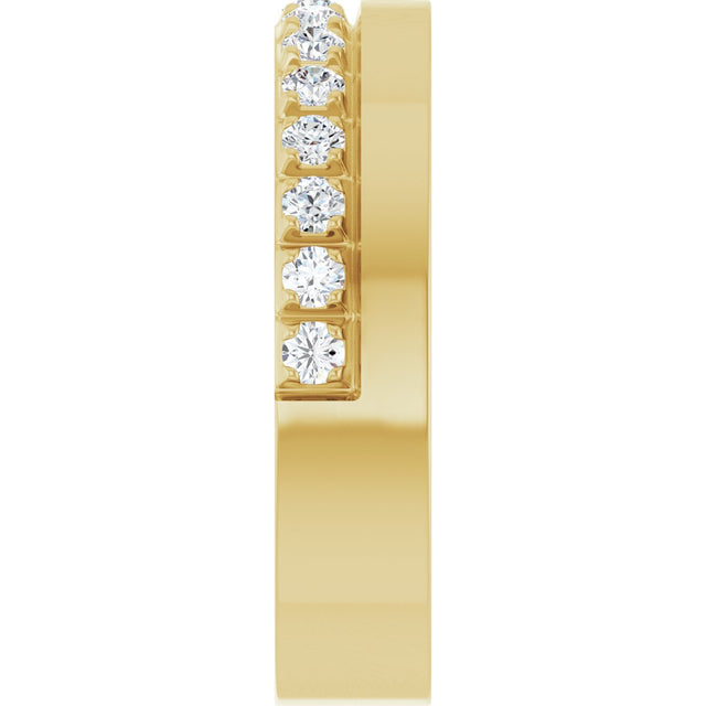 14K Gold Round Lab-Grown Diamond Single Sided Stepped-Edge Anniversary Band – 3 mm Stones (1 1/3 CTW) - Yellow Gold - view 4