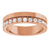 14K Gold Round Lab-Grown Diamond Single Sided Stepped-Edge Anniversary Band – 3 mm Stones (1 1/3 CTW) - Rose Gold - view 3