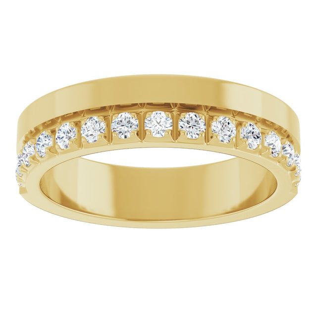 14K Gold Round Lab-Grown Diamond Single Sided Stepped-Edge Anniversary Band – 3 mm Stones (1 1/3 CTW) - Yellow Gold - view 3